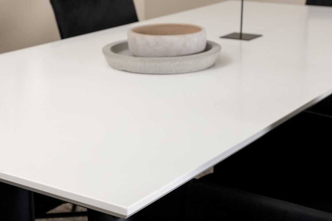 Venture Home Jimmy Dining Table - Black / White HPL+Petra Chair - Black / Black Velvet_6