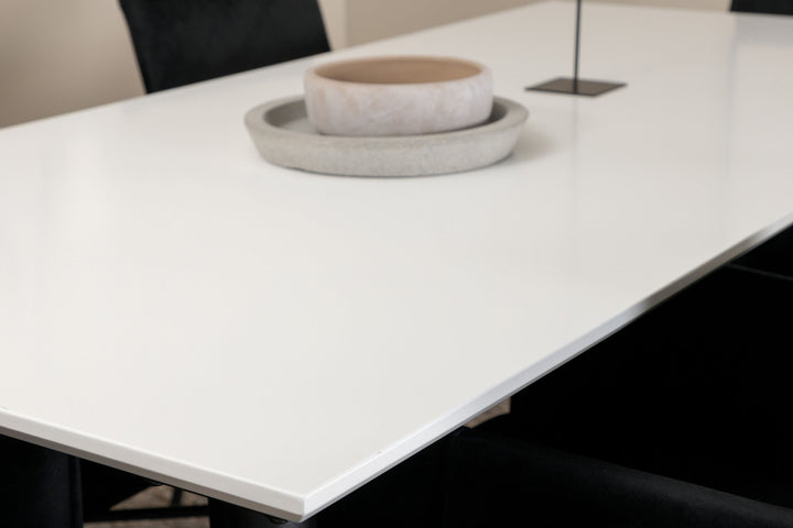 Venture Home Jimmy Dining Table - Black / White HPL+Petra Chair - Black / Black Velvet_6