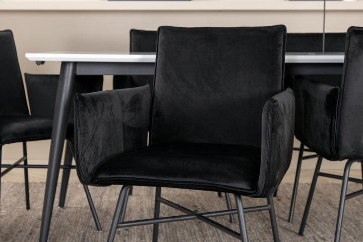 Venture Home Jimmy Dining Table - Black / White HPL+Petra Chair - Black / Black Velvet_6