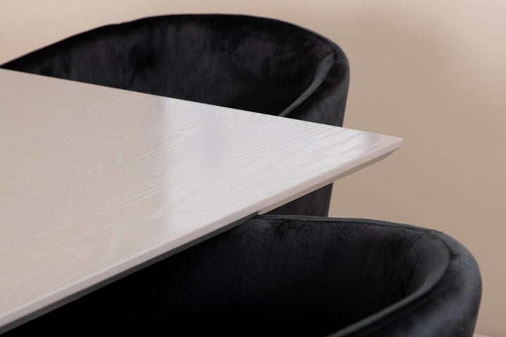 Venture Home Piazza Dining Table , Black Grey Veneer+Berit Chair , Black Black Velvet_6