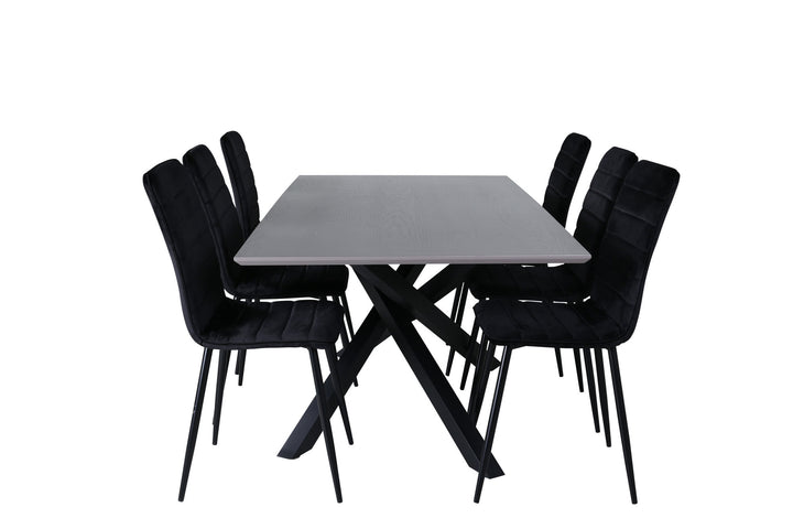 Venture Home Piazza Dining Table , Black Grey Veneer+Windu Lyx Chair , Black Black Velvet_6