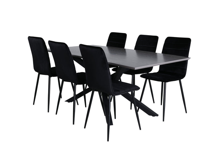 Venture Home Piazza Dining Table , Black Grey Veneer+Windu Lyx Chair , Black Black Velvet_6