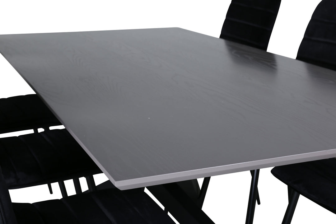 Venture Home Piazza Dining Table , Black Grey Veneer+Windu Lyx Chair , Black Black Velvet_6