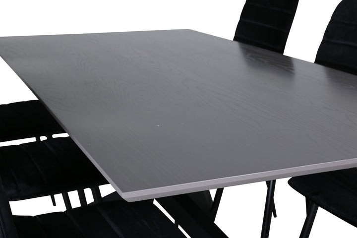 Venture Home Piazza Dining Table , Black Grey Veneer+Windu Lyx Chair , Black Black Velvet_6