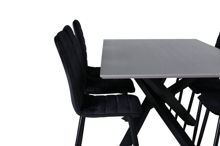 Venture Home Piazza Dining Table , Black Grey Veneer+Windu Lyx Chair , Black Black Velvet_6