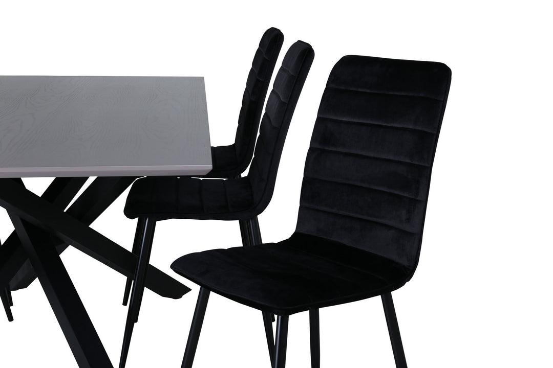 Venture Home Piazza Dining Table , Black Grey Veneer+Windu Lyx Chair , Black Black Velvet_6