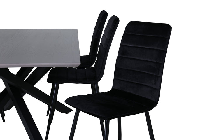Venture Home Piazza Dining Table , Black Grey Veneer+Windu Lyx Chair , Black Black Velvet_6