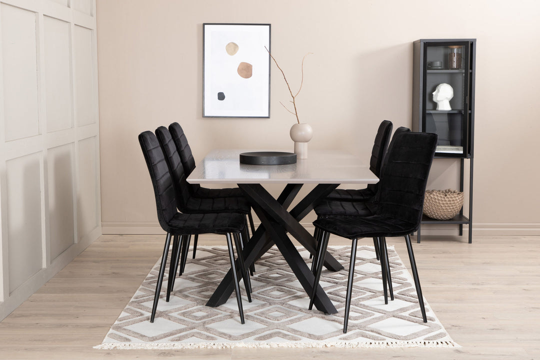 Venture Home Piazza Dining Table , Black Grey Veneer+Windu Lyx Chair , Black Black Velvet_6