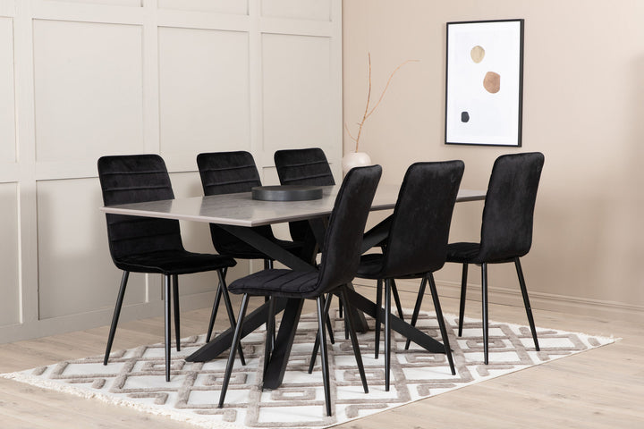Venture Home Piazza Dining Table , Black Grey Veneer+Windu Lyx Chair , Black Black Velvet_6