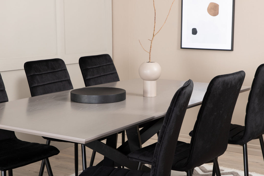 Venture Home Piazza Dining Table , Black Grey Veneer+Windu Lyx Chair , Black Black Velvet_6