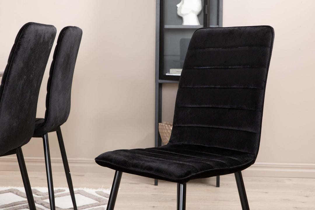 Venture Home Piazza Dining Table , Black Grey Veneer+Windu Lyx Chair , Black Black Velvet_6