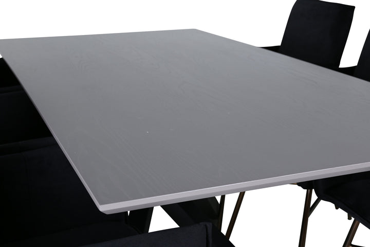 Venture Home Piazza Dining Table , Black Grey Veneer+Petra Chair , Distressed Copper Black Velvet_6