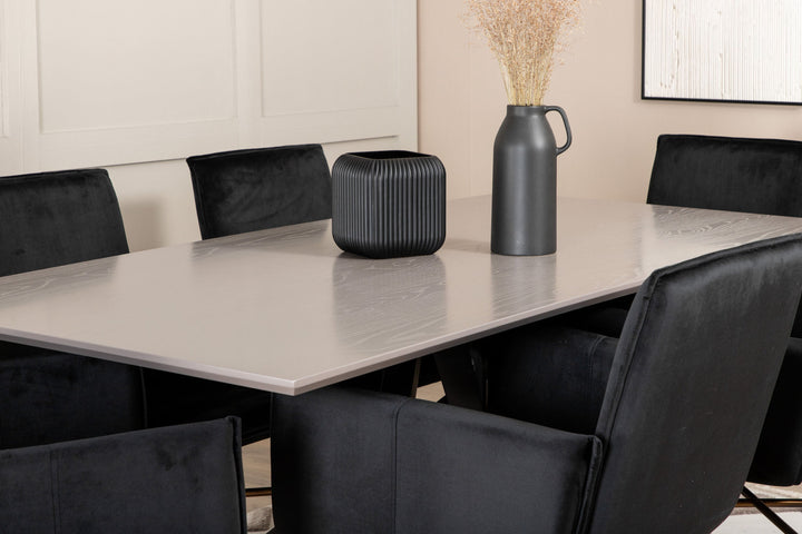 Venture Home Piazza Dining Table , Black Grey Veneer+Petra Chair , Distressed Copper Black Velvet_6