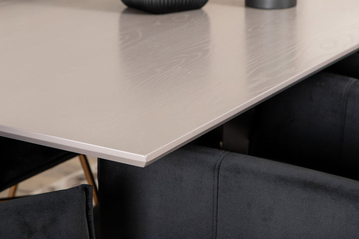 Venture Home Piazza Dining Table , Black Grey Veneer+Petra Chair , Distressed Copper Black Velvet_6