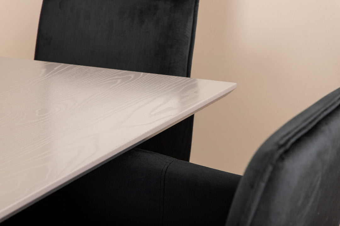 Venture Home Piazza Dining Table , Black Grey Veneer+Petra Chair , Distressed Copper Black Velvet_6