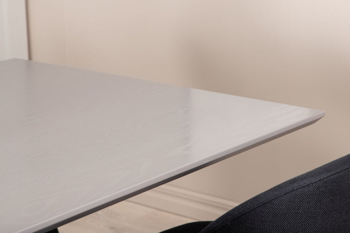 Venture Home Piazza Dining Table , Black Grey Veneer+Velvet Dining Chiar , Black legs, Black Fabric_6