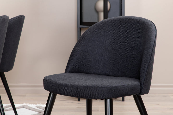 Venture Home Piazza Dining Table , Black Grey Veneer+Velvet Dining Chiar , Black legs, Black Fabric_6