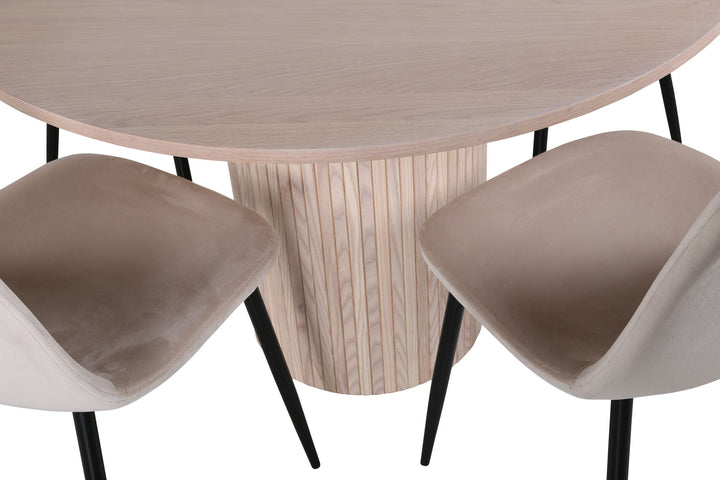 Venture Home Bianca Round Dining Table , White Wash Black Veneer+Polar Dining Chair, Black legs Beige Velvet (ers√§tter 19902,880)_4