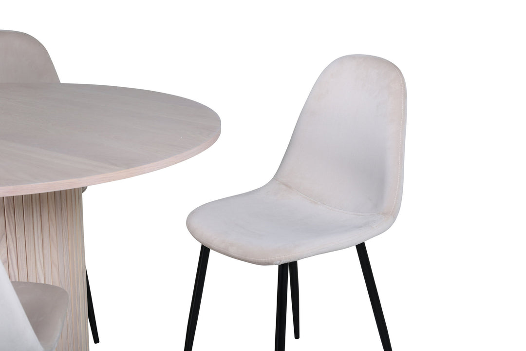 Venture Home Bianca Round Dining Table , White Wash Black Veneer+Polar Dining Chair, Black legs Beige Velvet (ers√§tter 19902,880)_4