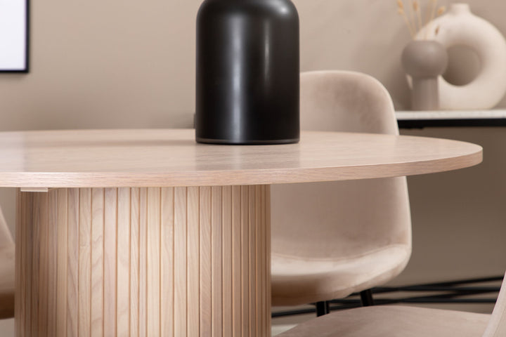 Venture Home Bianca Round Dining Table , White Wash Black Veneer+Polar Dining Chair, Black legs Beige Velvet (ers√§tter 19902,880)_4