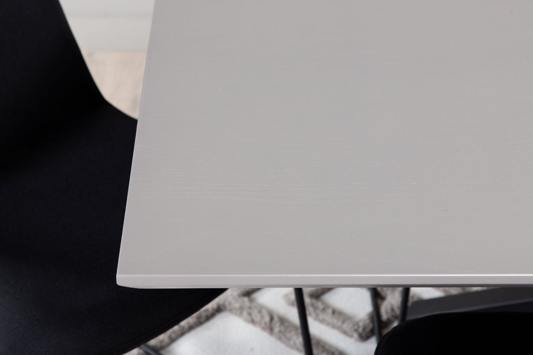 Venture Home Piazza Dining Table , Black Grey Veneer+Muce Dining Chair , Black Legs , Black Fabric_6