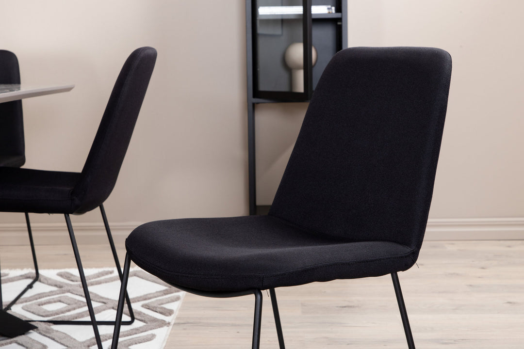 Venture Home Piazza Dining Table , Black Grey Veneer+Muce Dining Chair , Black Legs , Black Fabric_6