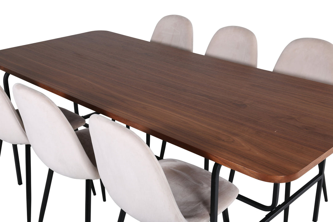 Venture Home Uno Dining Table - Black / Walnut Veneer+Polar Dining Chair- Black legs / Beige Velvet (ersätter 19902-880)_6