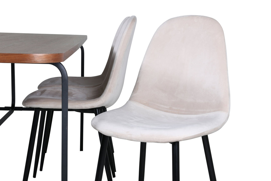 Venture Home Uno Dining Table - Black / Walnut Veneer+Polar Dining Chair- Black legs / Beige Velvet (ersätter 19902-880)_6