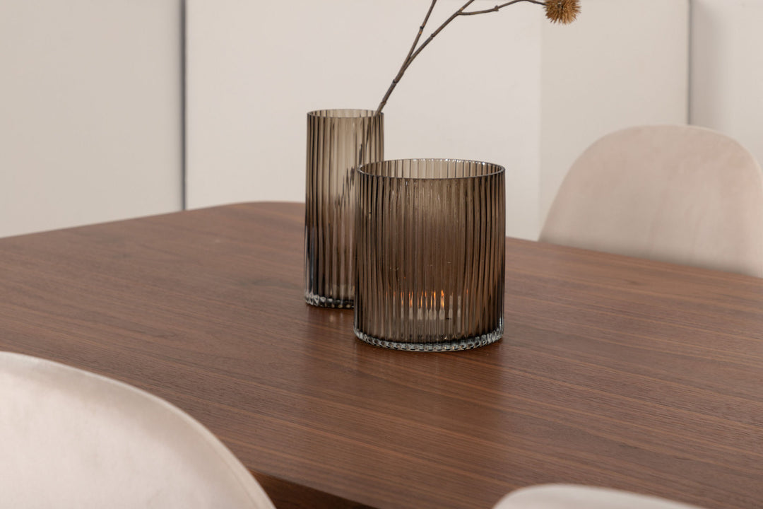 Venture Home Uno Dining Table - Black / Walnut Veneer+Polar Dining Chair- Black legs / Beige Velvet (ersätter 19902-880)_6