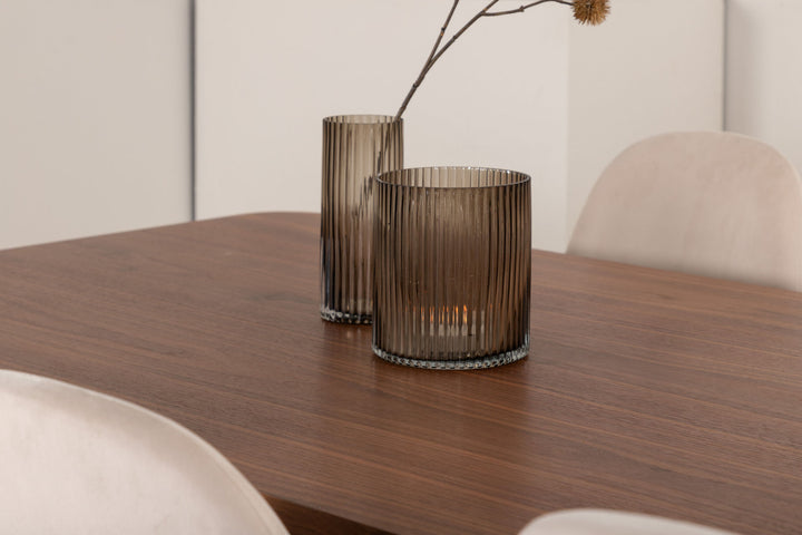 Venture Home Uno Dining Table - Black / Walnut Veneer+Polar Dining Chair- Black legs / Beige Velvet (ersätter 19902-880)_6