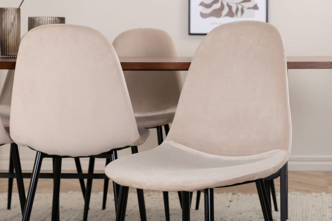 Venture Home Uno Dining Table - Black / Walnut Veneer+Polar Dining Chair- Black legs / Beige Velvet (ersätter 19902-880)_6