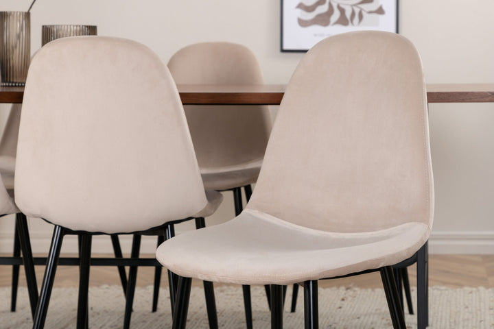 Venture Home Uno Dining Table - Black / Walnut Veneer+Polar Dining Chair- Black legs / Beige Velvet (ersätter 19902-880)_6