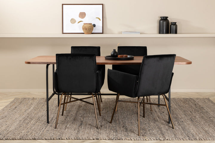Venture Home Uno Dining Table , Black Walnut Veneer+Petra Chair , Distressed Copper Black Velvet_4