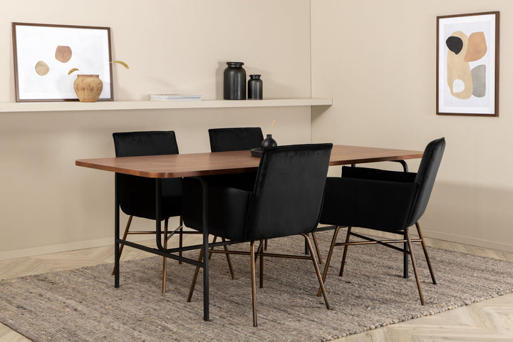 Venture Home Uno Dining Table , Black Walnut Veneer+Petra Chair , Distressed Copper Black Velvet_4