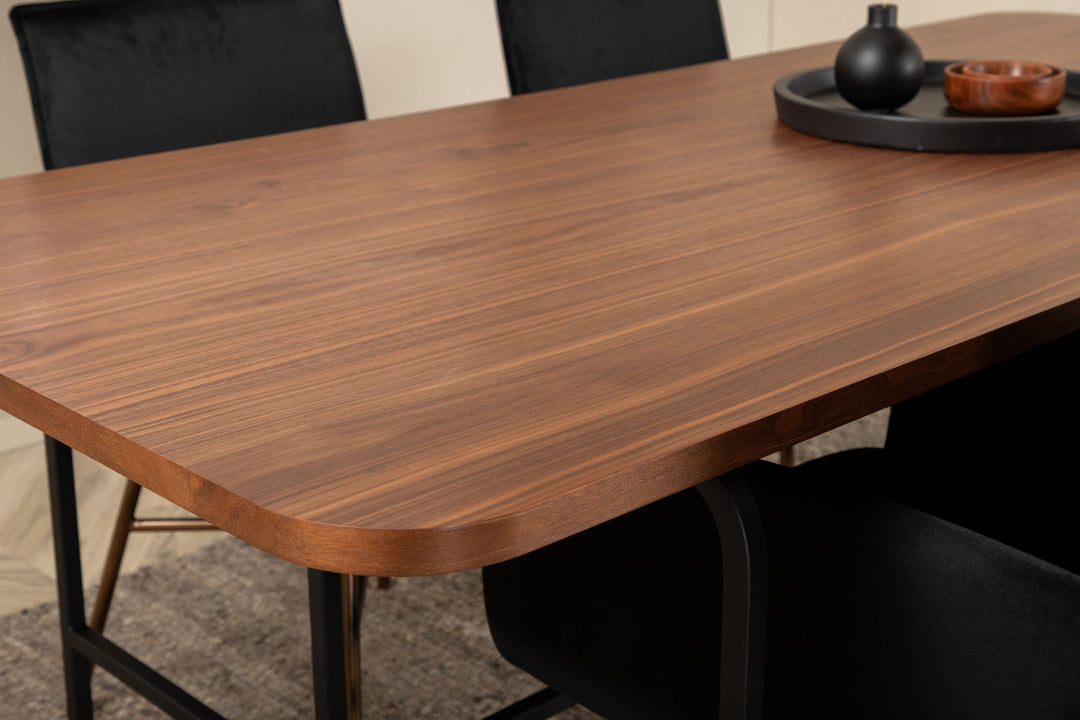 Venture Home Uno Dining Table , Black Walnut Veneer+Petra Chair , Distressed Copper Black Velvet_4
