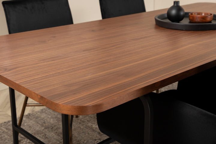 Venture Home Uno Dining Table , Black Walnut Veneer+Petra Chair , Distressed Copper Black Velvet_4