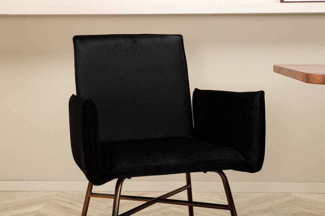 Venture Home Uno Dining Table , Black Walnut Veneer+Petra Chair , Distressed Copper Black Velvet_4