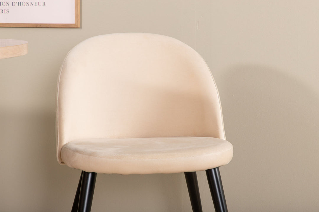 Venture Home Bianca Oval Dining Table , White Wash Black Veneer+Velvet Stitches Chair , Black Beige Fabric (Polyester linen )_4