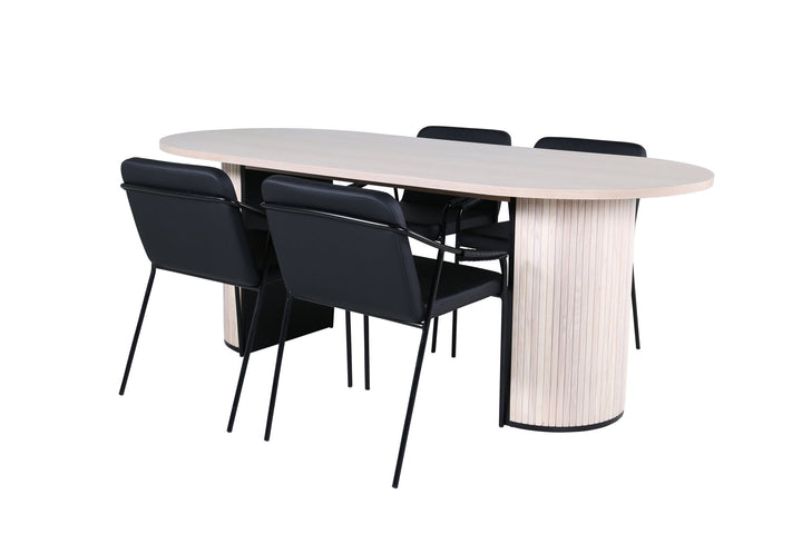 Venture Home Bianca Oval Dining Table - White Wash / Black Veneer+Tvist Chair - Black / Black PU_4