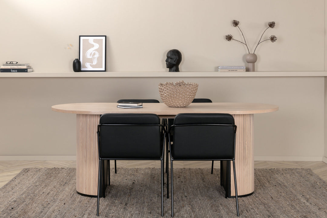 Venture Home Bianca Oval Dining Table - White Wash / Black Veneer+Tvist Chair - Black / Black PU_4