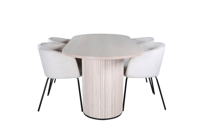 Venture Home Bianca Oval Dining Table , White Wash Black Veneer+Berit Chair , Black Beige Velvet_4