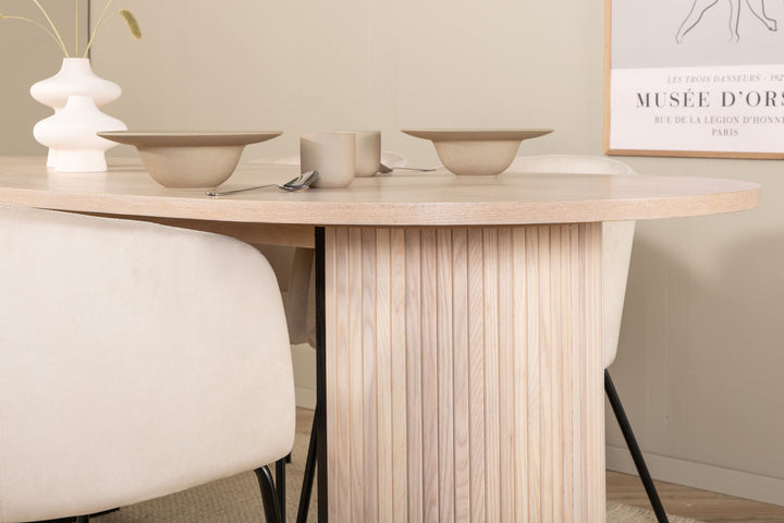 Venture Home Bianca Oval Dining Table , White Wash Black Veneer+Berit Chair , Black Beige Velvet_4
