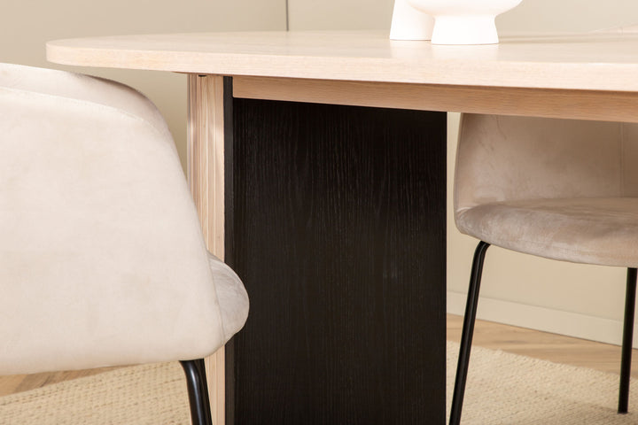 Venture Home Bianca Oval Dining Table , White Wash Black Veneer+Berit Chair , Black Beige Velvet_4