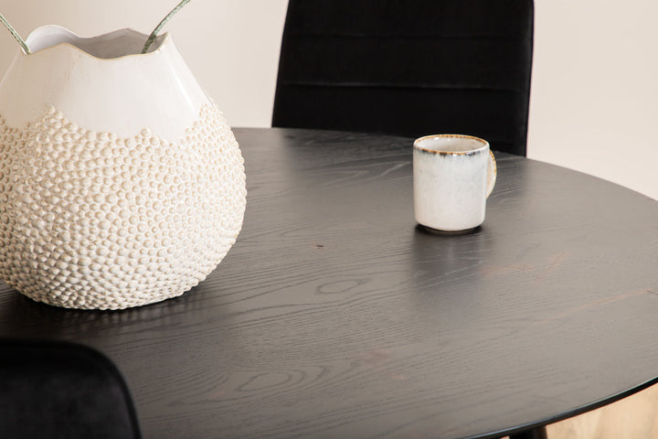 Venture Home Dipp Dining Table - 115cm - Black Veneer / All black legs +Windu Lyx Chair - Black / Black Velvet_4