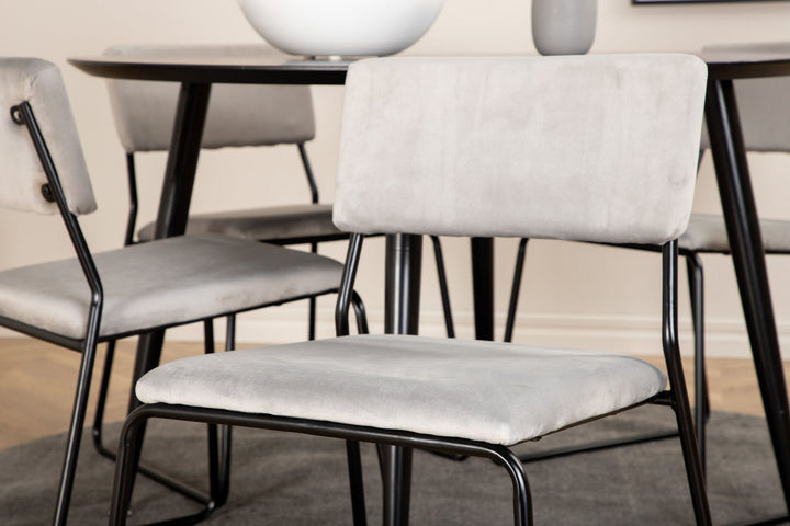 Venture Home Dipp Dining Table - 115cm - Black Veneer / All black legs +Kenth Chair - Black / Light Grey Velvet_4
