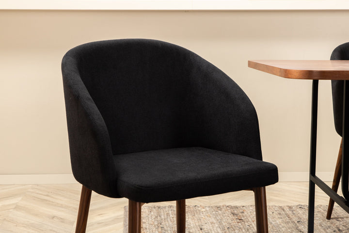 Venture Home Uno Dining Table , Black Walnut Veneer+Arch Dining Chair , Walnut Legs , Black Fabric_6
