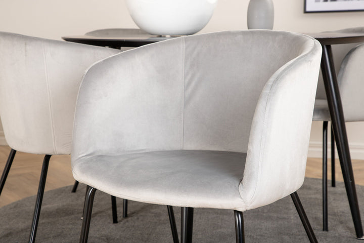 Venture Home Dipp Dining Table - 115cm - Black Veneer / All black legs +Berit Chair - Black / Light Grey Velvet_4