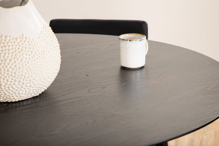 Venture Home Dipp Dining Table - 115cm - Black Veneer / All black legs +Kenth Chair - Black / Black PU_4