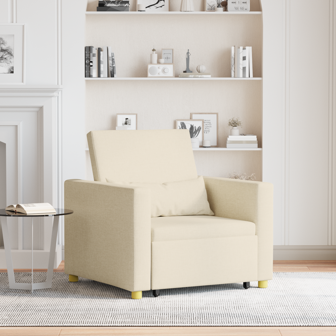 Utrækkelig sovesofa enkelt med hjul Creme 90 x 165 x 87 cm Stof