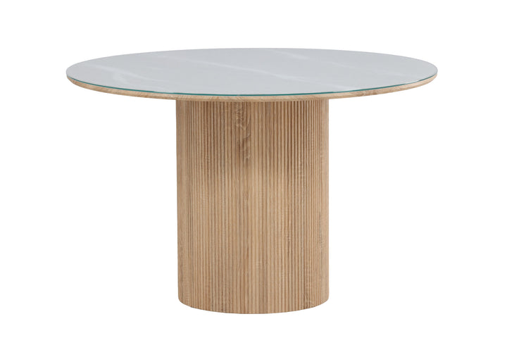 Vind Härön Dining Table ø120x75 cm - MDF Nature 3D Paper / Tempered Glass FSC 100%